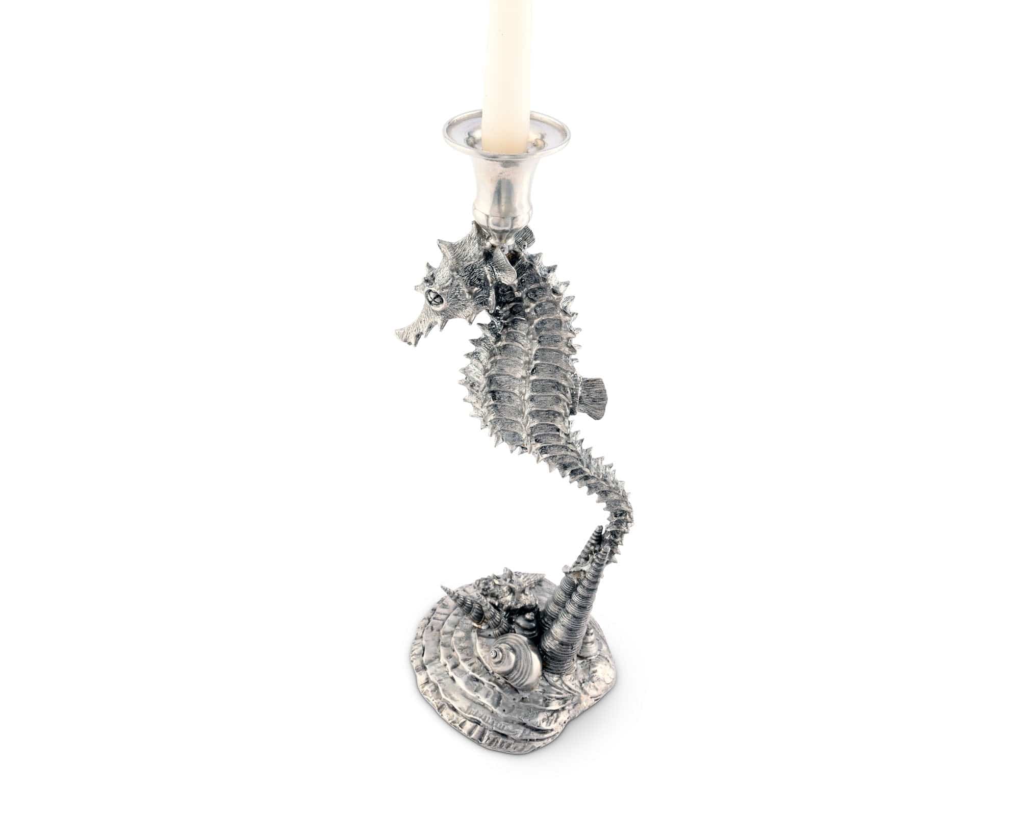 Vagabond House Sea and Shore Pewter Seahorse Candlestick