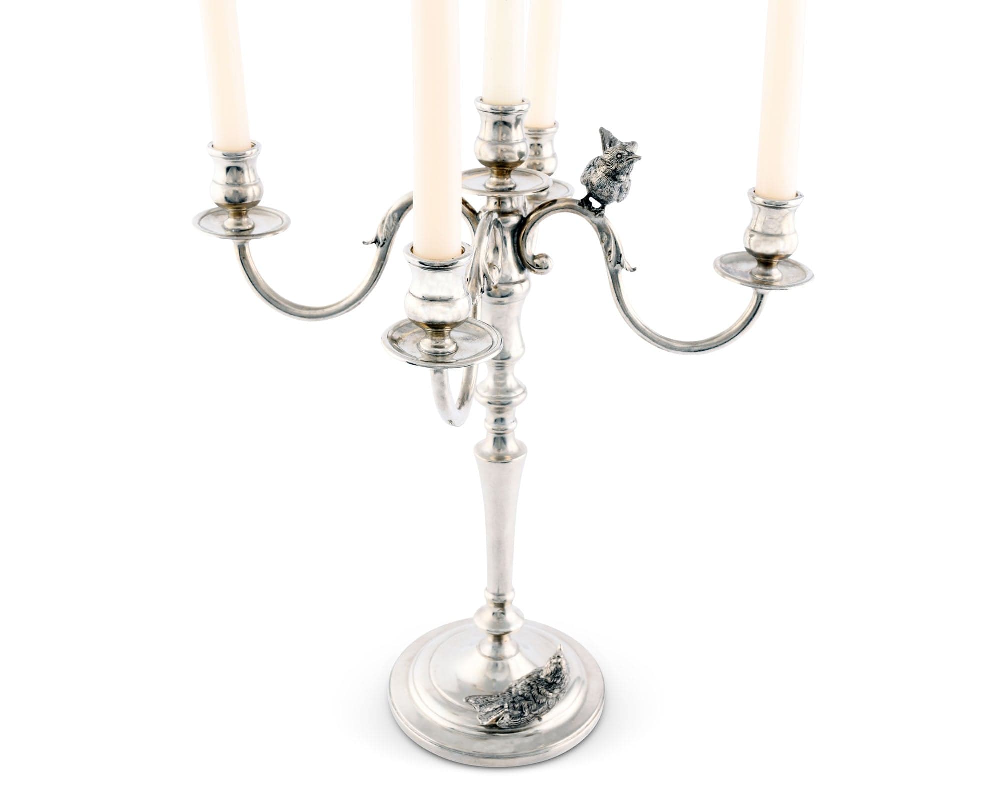 Vagabond House Song Bird Five Taper Pewter Song Bird Candelabrum