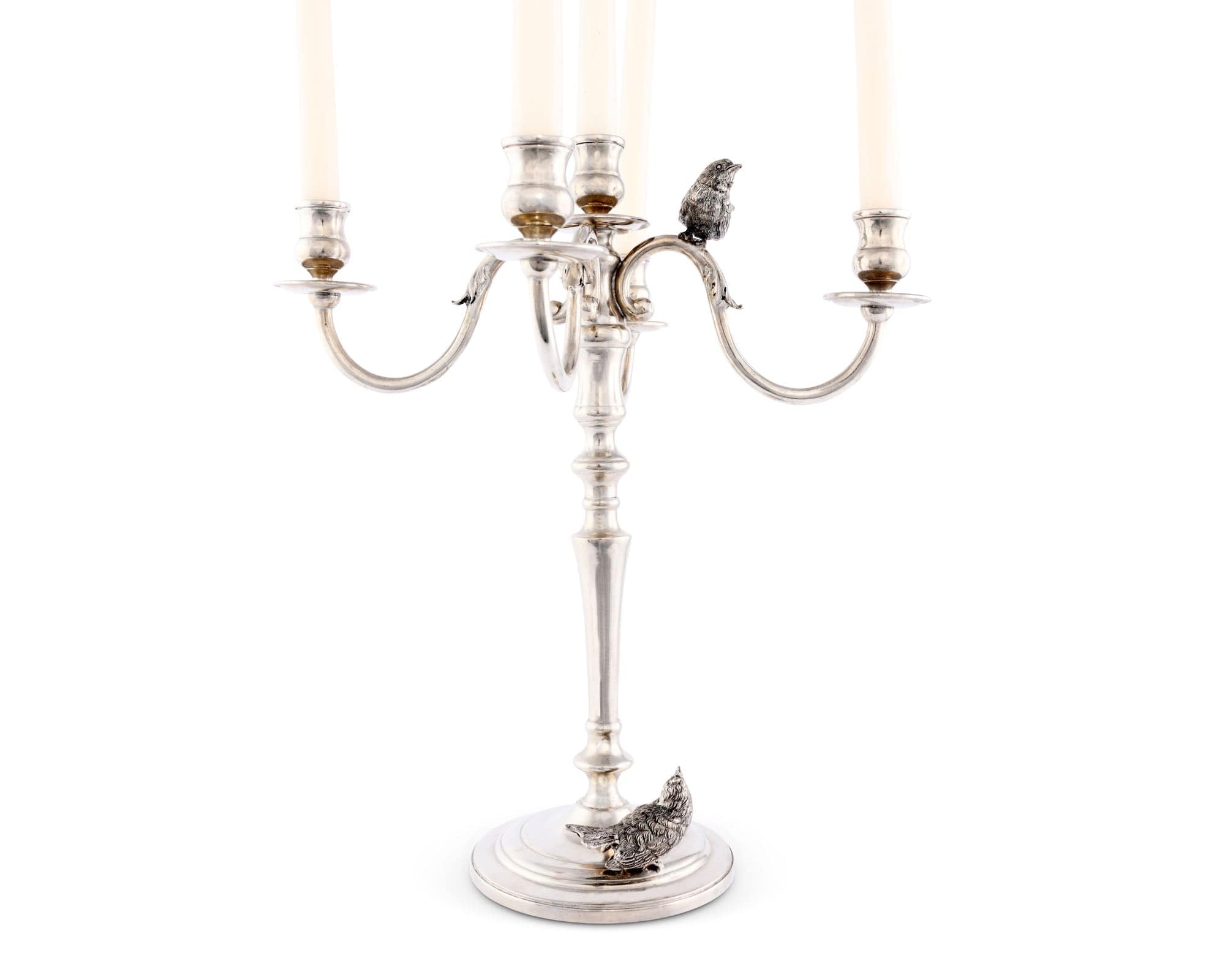 Vagabond House Song Bird Five Taper Pewter Song Bird Candelabrum