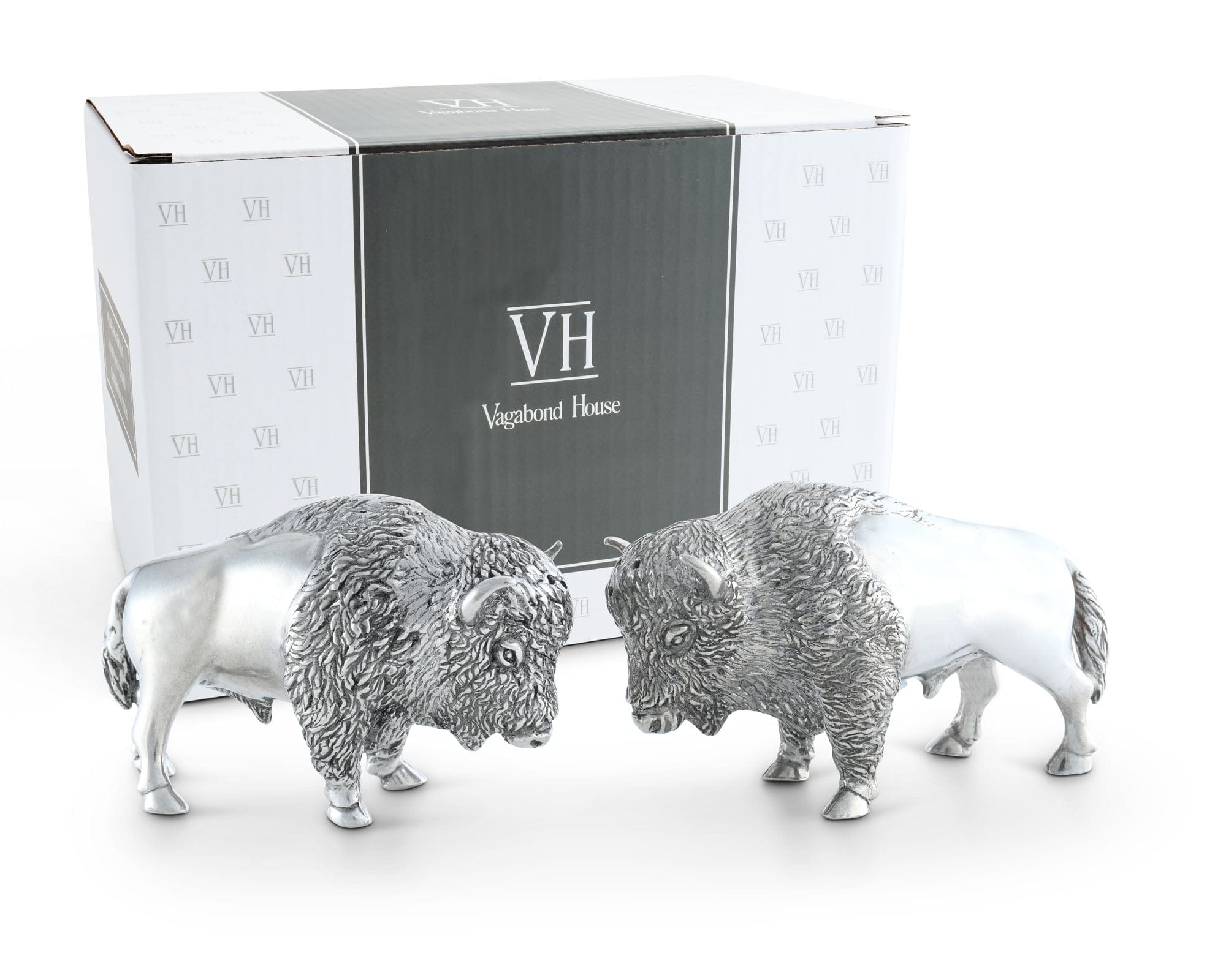 Vagabond House Western Frontier Pewter Bison Salt & Pepper Set