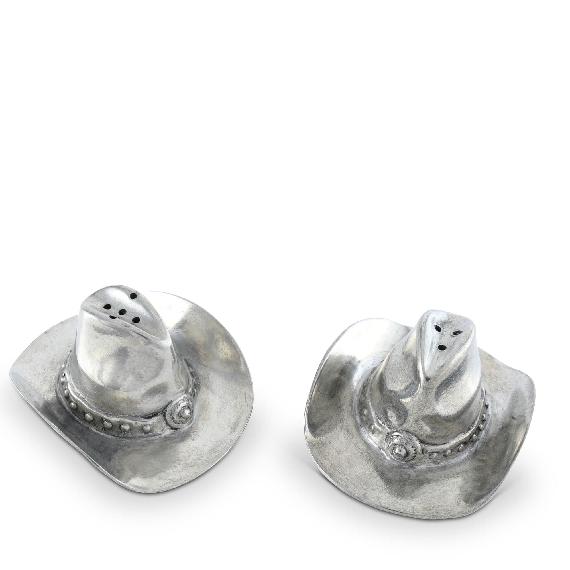 Vagabond House Western Frontier Pewter Cowboy Hat Salt & Pepper Set