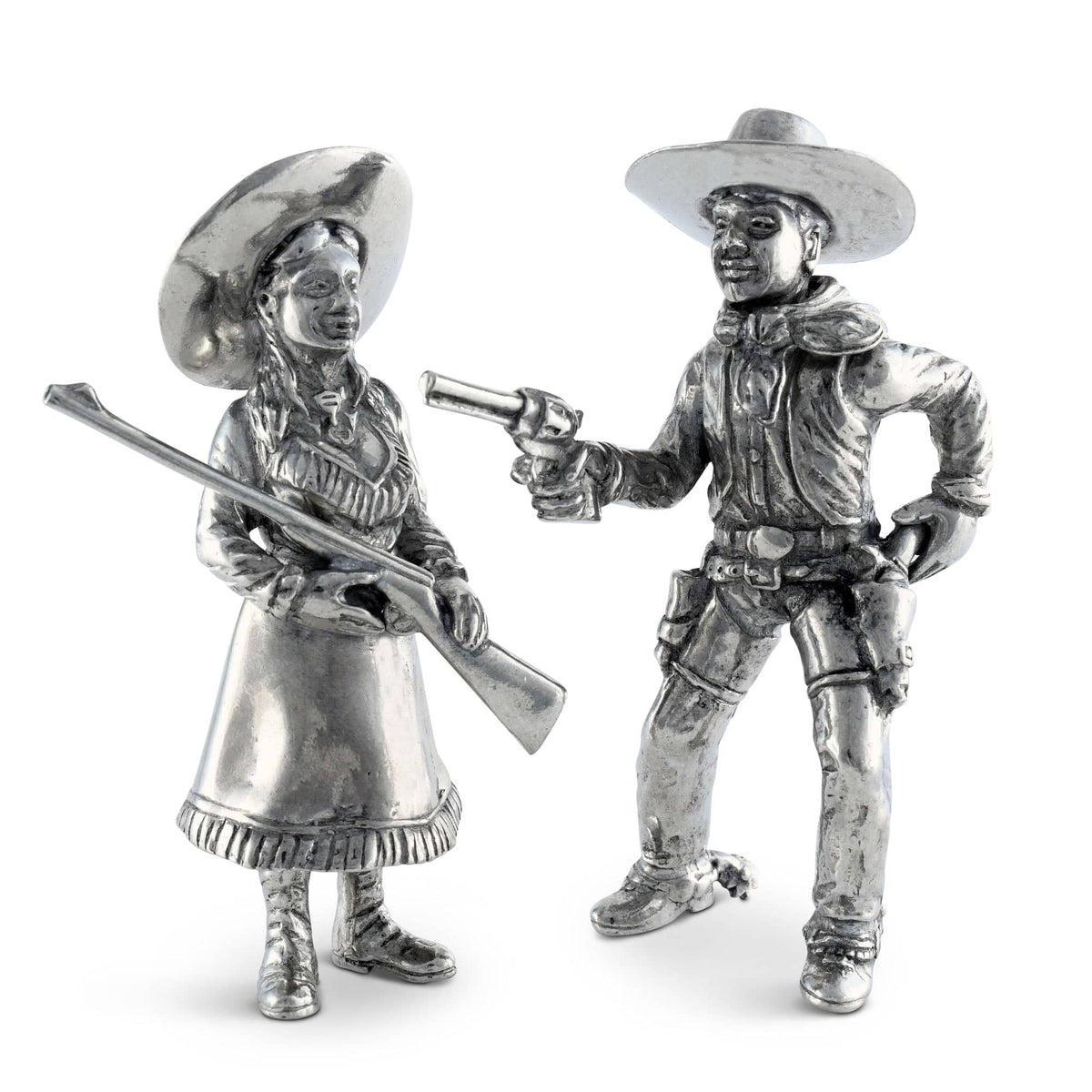 Vagabond House Western Frontier Pewter Cowpoke Couple Salt &amp; Pepper Set