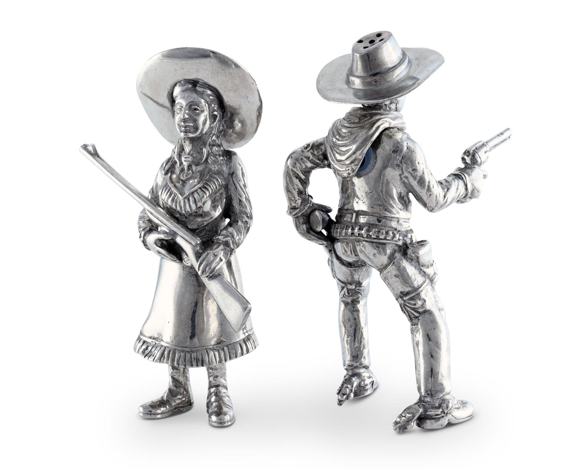 Vagabond House Western Frontier Pewter Cowpoke Couple Salt & Pepper Set