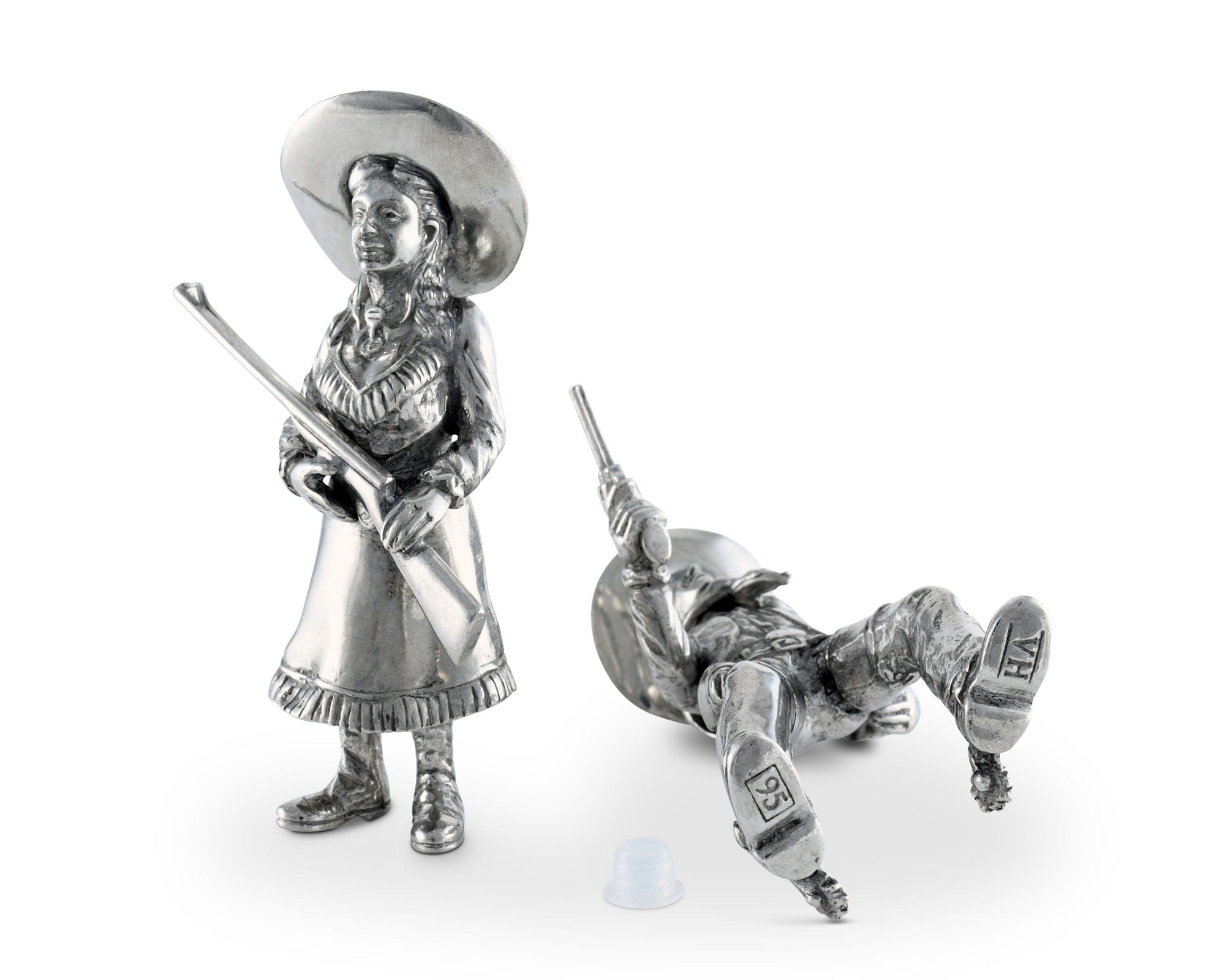 Vagabond House Western Frontier Pewter Cowpoke Couple Salt & Pepper Set