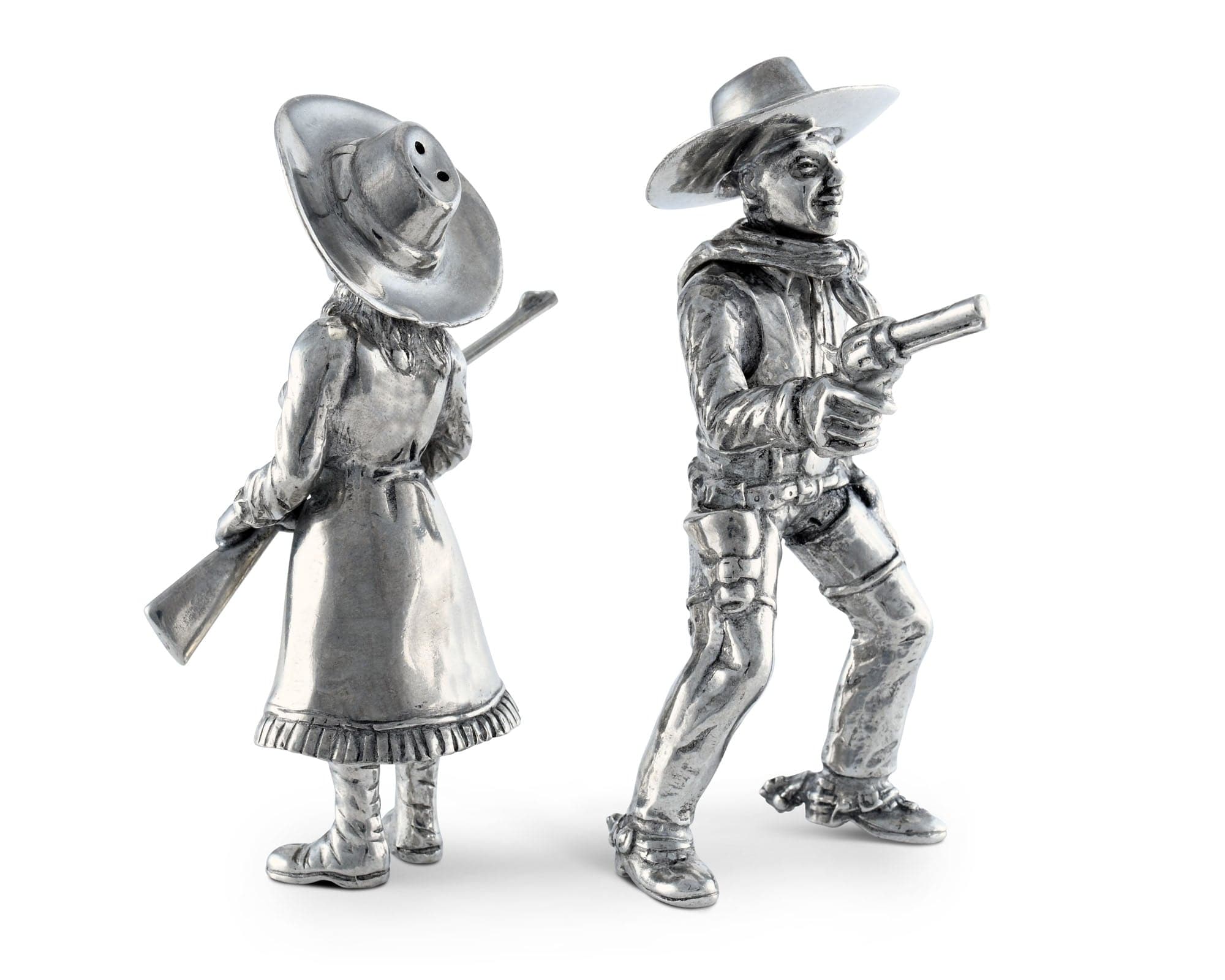 Vagabond House Western Frontier Pewter Cowpoke Couple Salt & Pepper Set