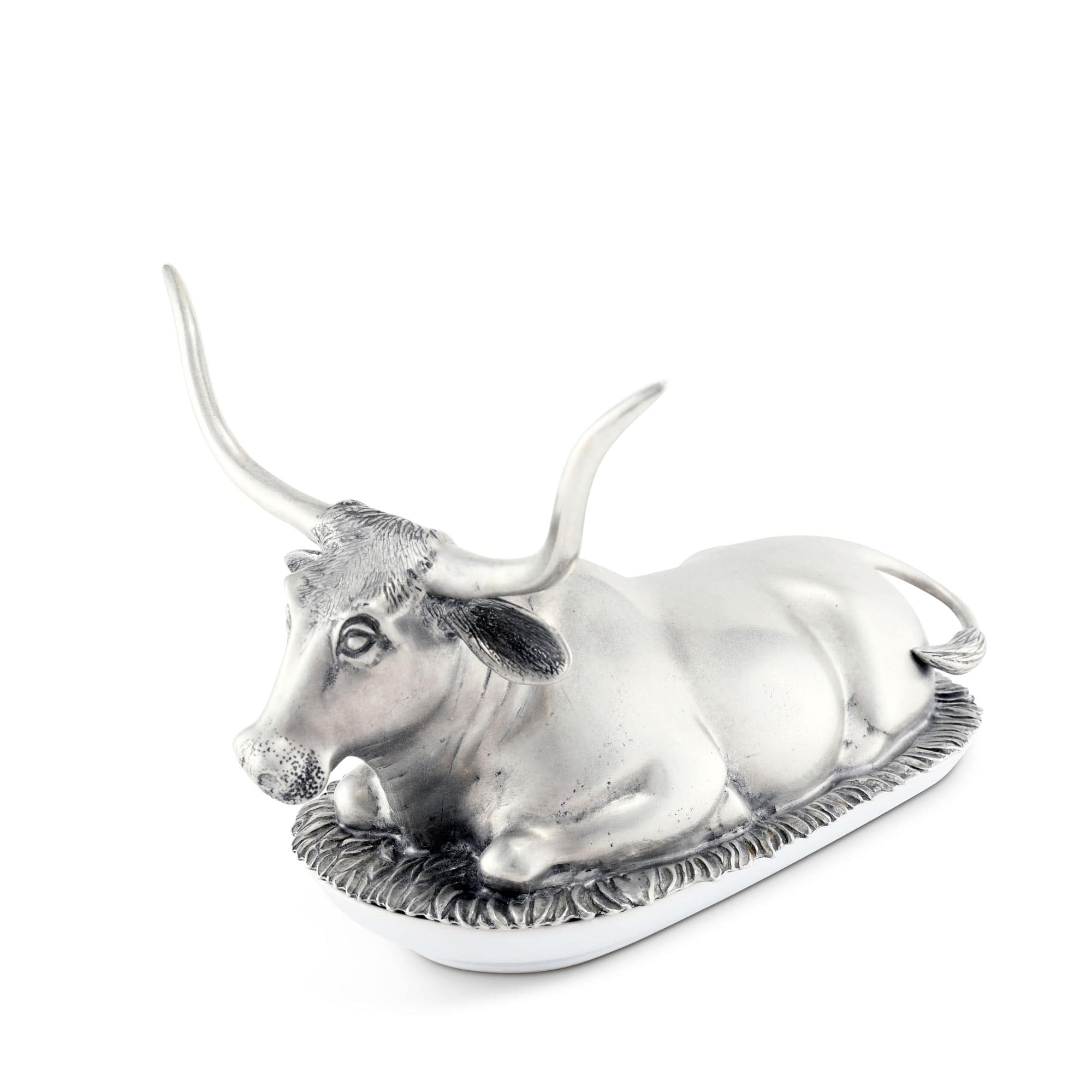 Vagabond House Western Frontier Pewter Longhorn Steer Butter Dish