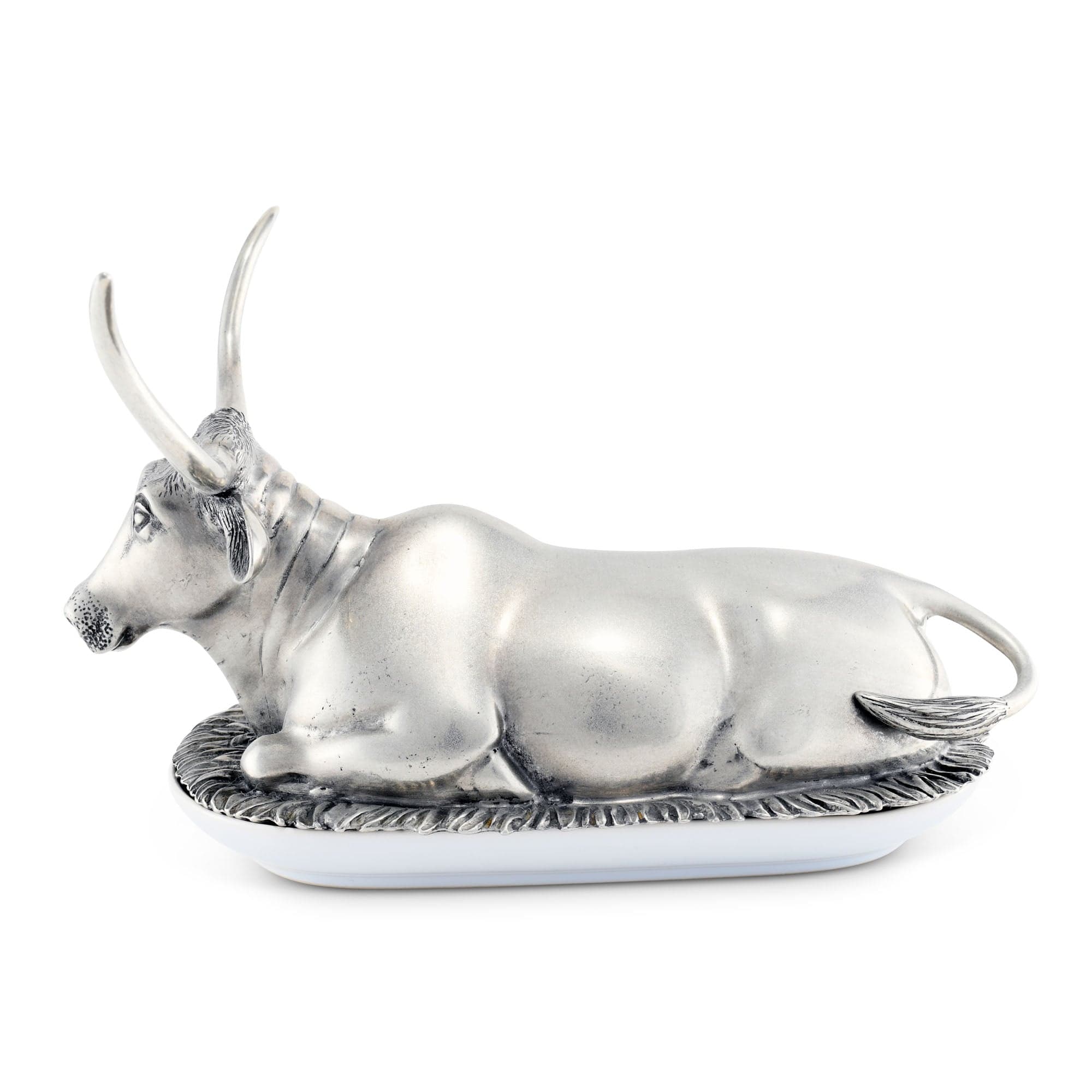 Vagabond House Western Frontier Pewter Longhorn Steer Butter Dish