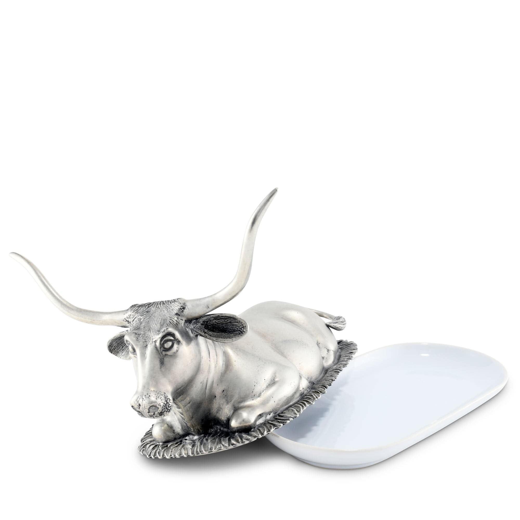 Vagabond House Western Frontier Pewter Longhorn Steer Butter Dish