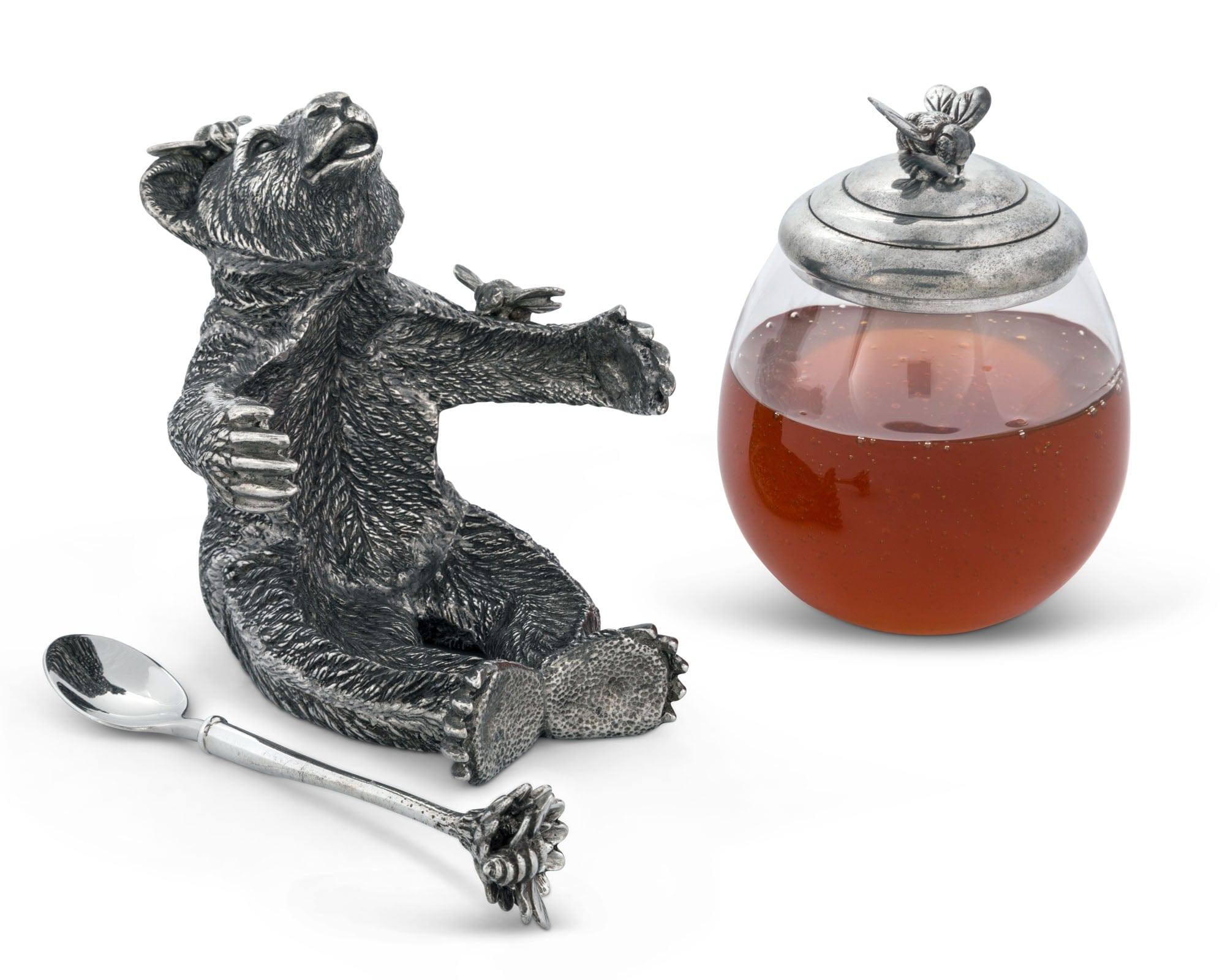 Vagabond House Woodland Creatures Pewter Bear Honey Pot